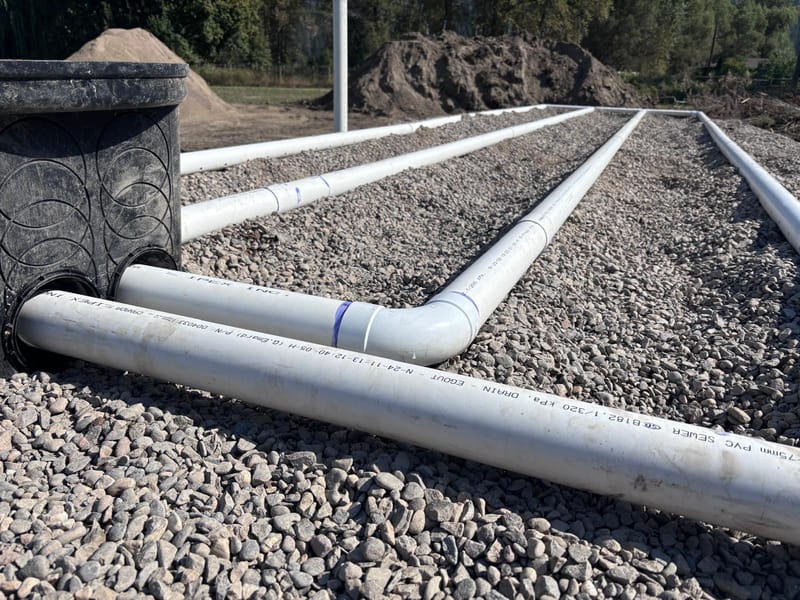 close-up photo of a Winco Earthworks septic system installation