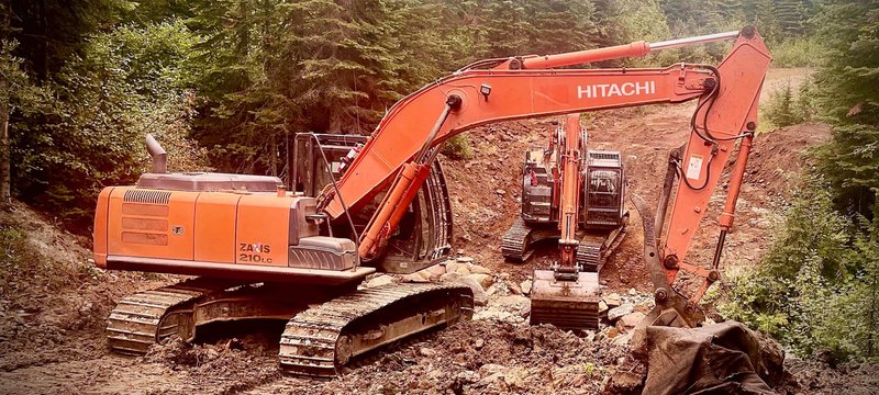 Gravel driveway construction on a rural Shuswap property