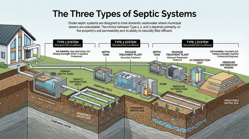 Diagram of septic system types